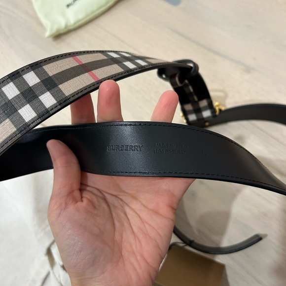 Burberry Check Belt with Gold Monogram Buckle - Picture 5 of 5